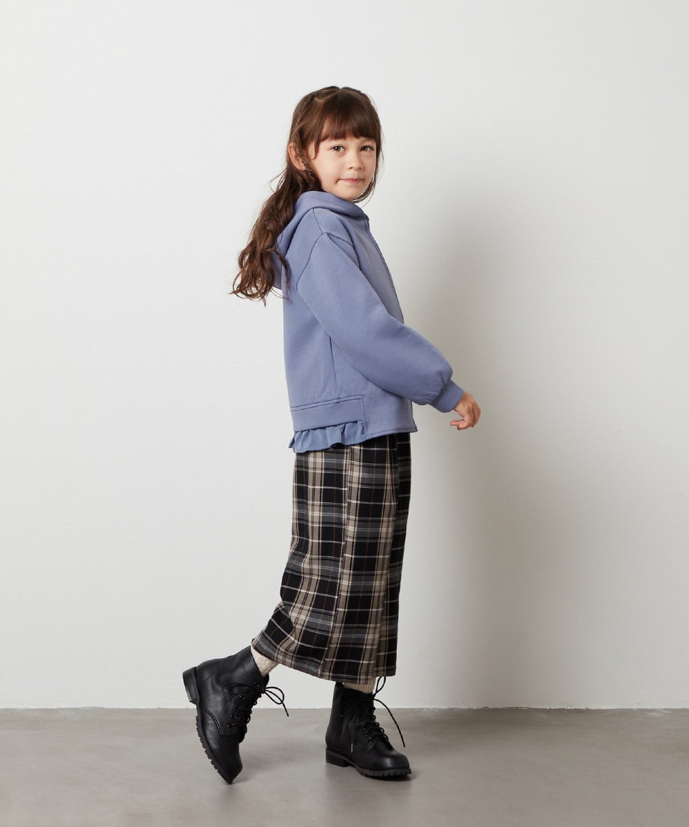 KJLJS32034 a.v.v KIDS(アー・ヴェ・ヴェ) [100-130]サスペンダー付きチェックワイドパンツ ネイビー