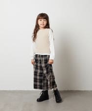 KJLJS32034 a.v.v KIDS(アー・ヴェ・ヴェ) [100-130]サスペンダー付きチェックワイドパンツ ネイビー