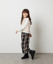 KJLJS32034 a.v.v KIDS(アー・ヴェ・ヴェ) [100-130]サスペンダー付きチェックワイドパンツ ネイビー