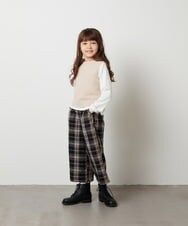 KJLJS32034 a.v.v KIDS(アー・ヴェ・ヴェ) [100-130]サスペンダー付きチェックワイドパンツ ネイビー