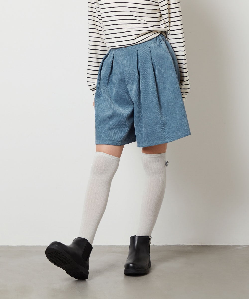 KJLJS33029 a.v.v KIDS(アー・ヴェ・ヴェ) [100-130]【セットアップ対応】ブライトコールタックキュロット ネイビー