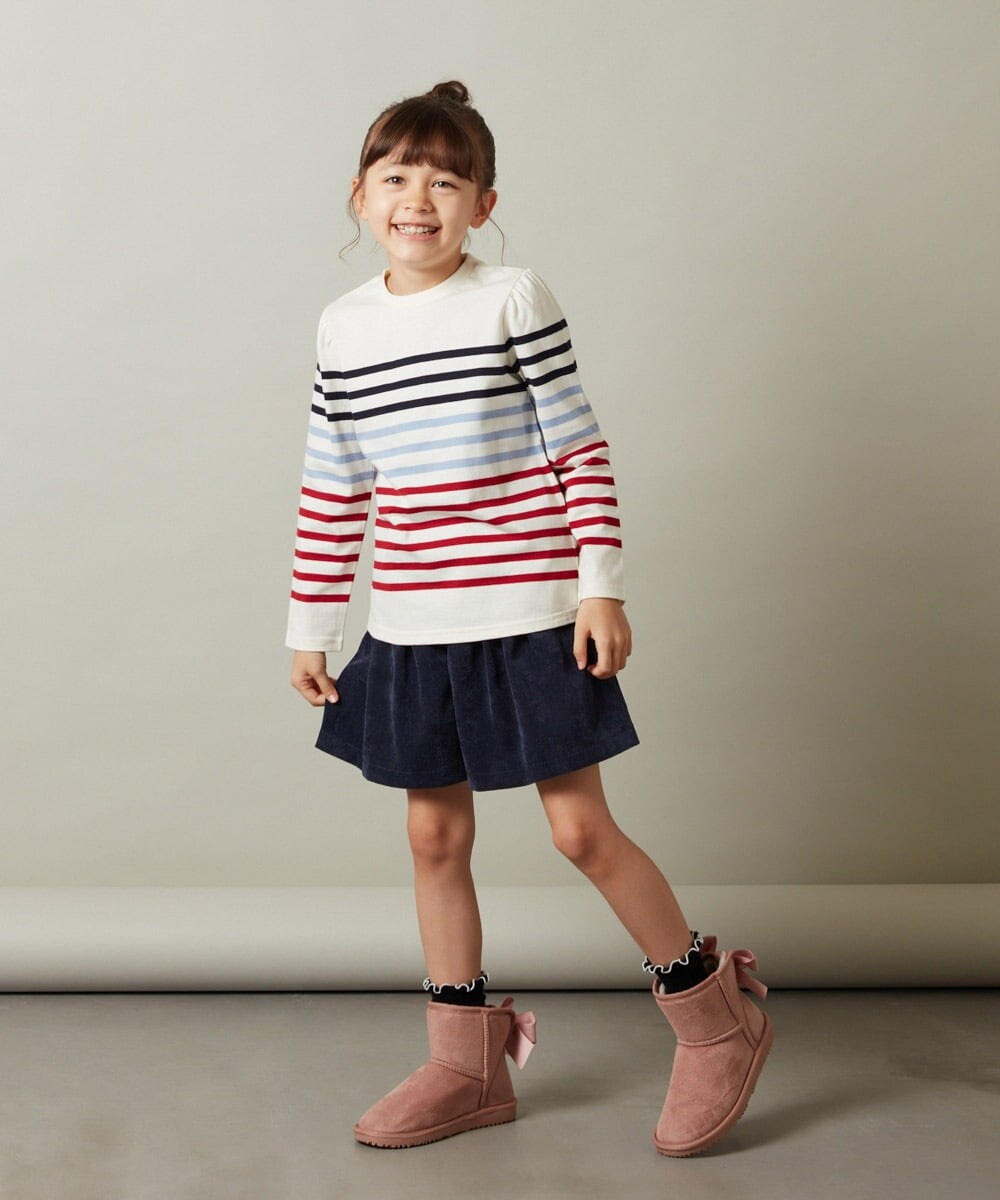 KJLJS33029 a.v.v KIDS(アー・ヴェ・ヴェ) [100-130]【セットアップ対応】ブライトコールタックキュロット ネイビー