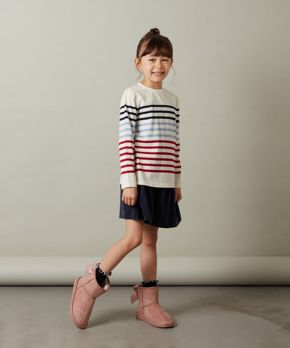 KJLJS33029 a.v.v KIDS(アー・ヴェ・ヴェ) [100-130]【セットアップ対応】ブライトコールタックキュロット ネイビー