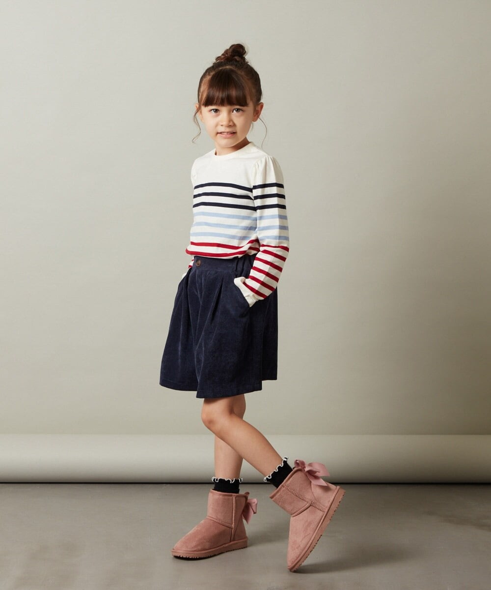 KJLJS33029 a.v.v KIDS(アー・ヴェ・ヴェ) [100-130]【セットアップ対応】ブライトコールタックキュロット ネイビー