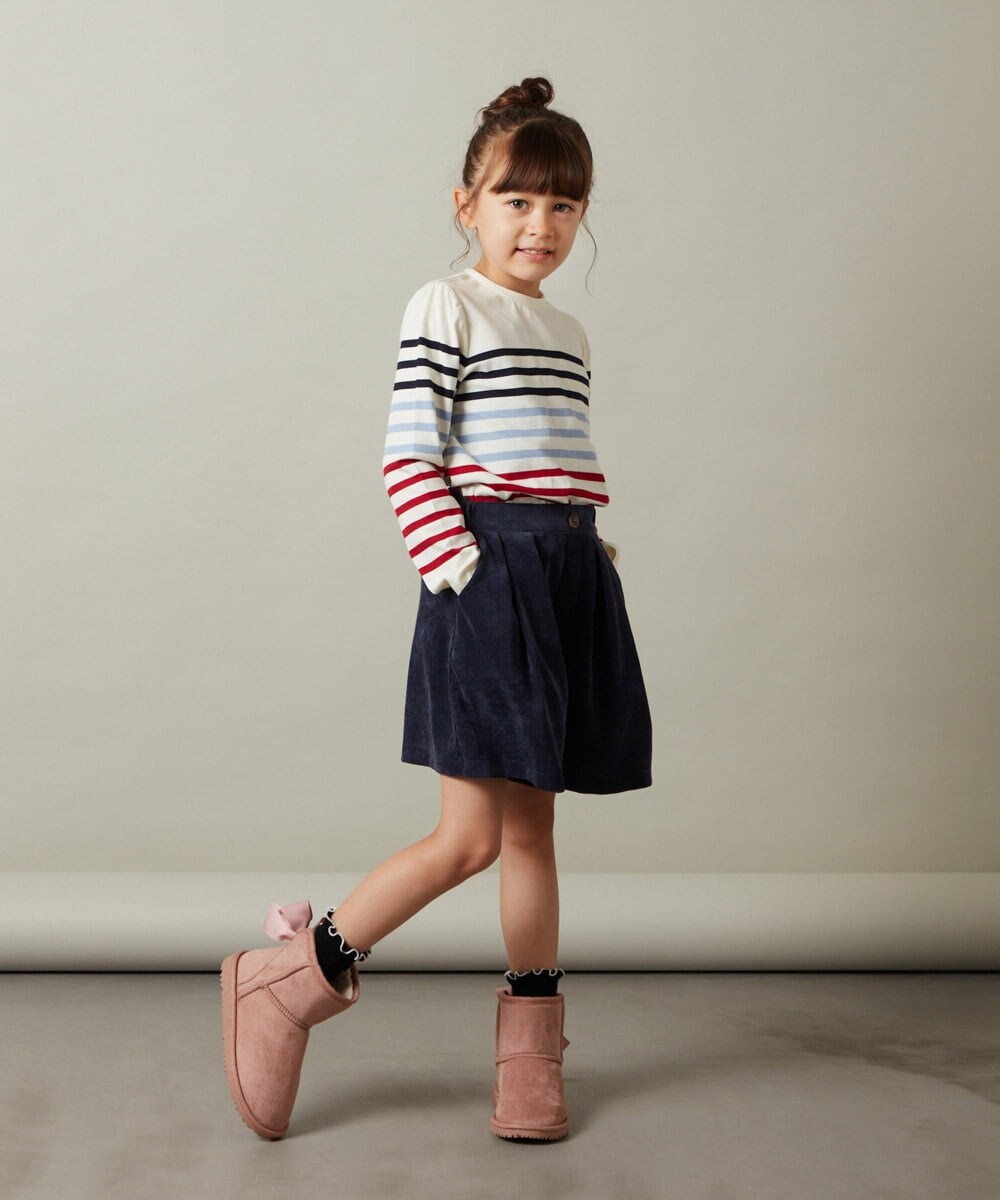 KJLJS33029 a.v.v KIDS(アー・ヴェ・ヴェ) [100-130]【セットアップ対応】ブライトコールタックキュロット ネイビー