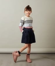 KJLJS33029 a.v.v KIDS(アー・ヴェ・ヴェ) [100-130]【セットアップ対応】ブライトコールタックキュロット ネイビー