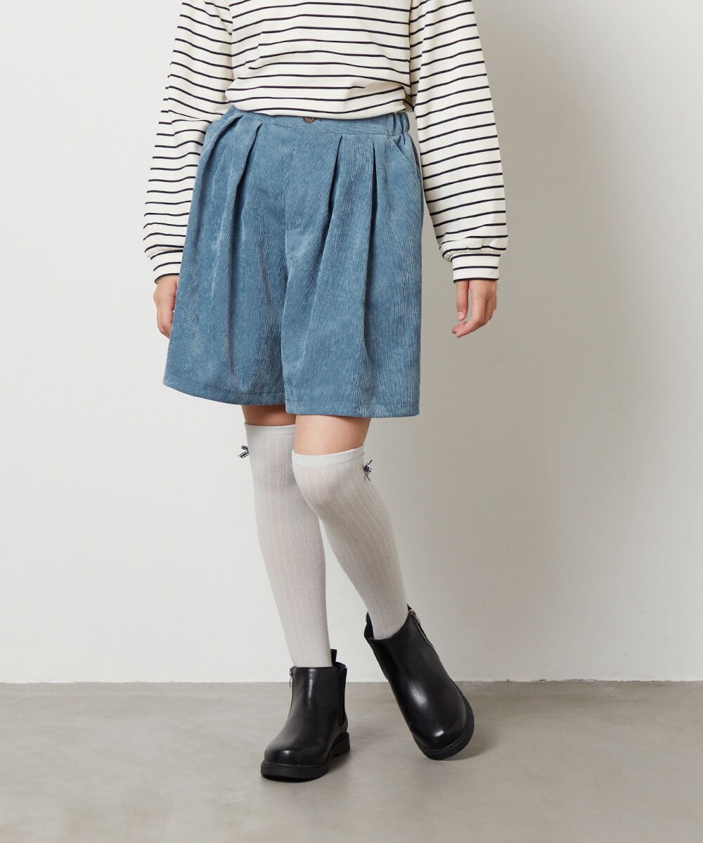KJLJS33029 a.v.v KIDS(アー・ヴェ・ヴェ) [100-130]【セットアップ対応】ブライトコールタックキュロット ネイビー