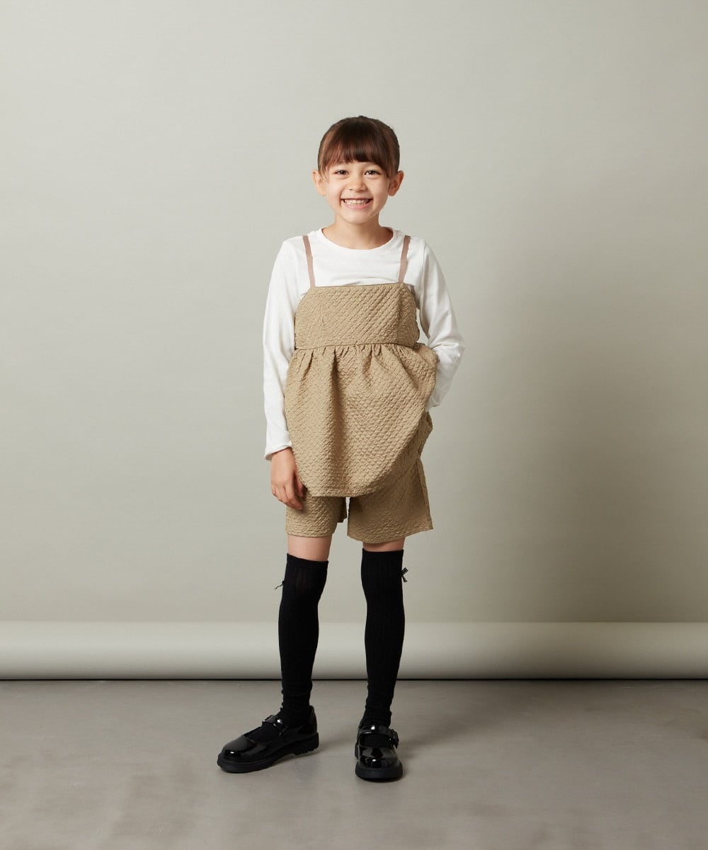 KJLJS35029 a.v.v KIDS(アー・ヴェ・ヴェ) [100-130]【セットアップ対応】フクレショートパンツ ベージュ