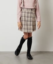 KJLJS36029 a.v.v KIDS(アー・ヴェ・ヴェ) [100-130]サスペンダー付きラップキュロット ベージュ