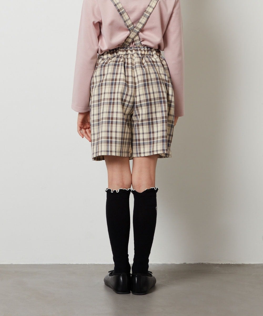 KJLJS36029 a.v.v KIDS(アー・ヴェ・ヴェ) [100-130]サスペンダー付きラップキュロット ベージュ