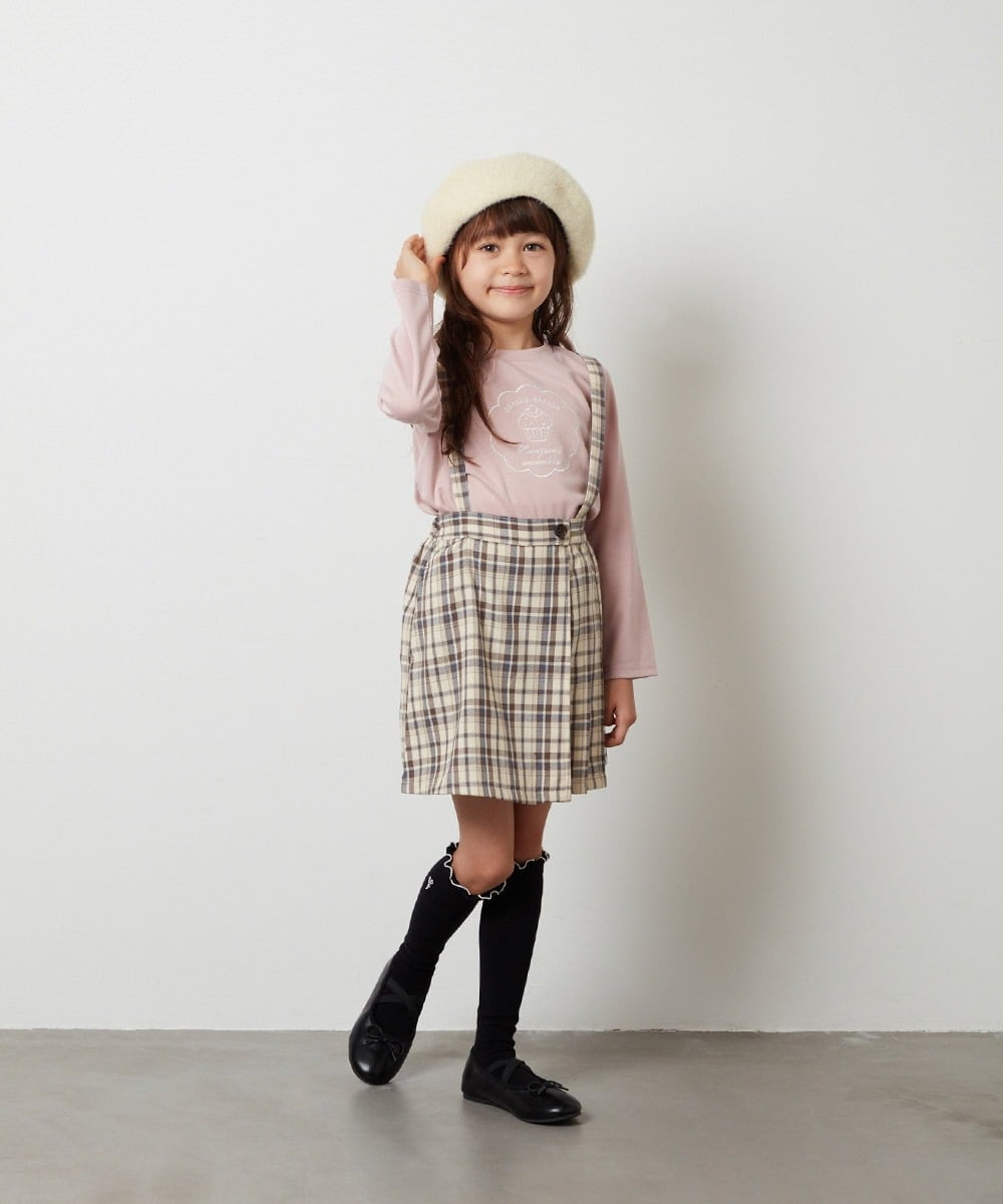 KJLJS36029 a.v.v KIDS(アー・ヴェ・ヴェ) [100-130]サスペンダー付きラップキュロット ベージュ