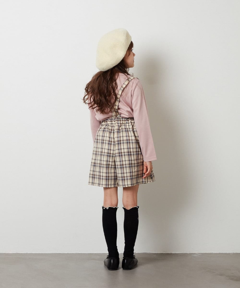 KJLJS36029 a.v.v KIDS(アー・ヴェ・ヴェ) [100-130]サスペンダー付きラップキュロット ベージュ
