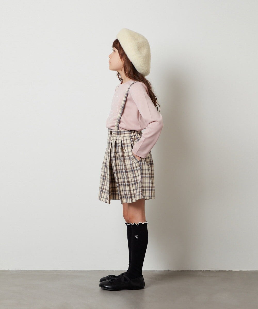 KJLJS36029 a.v.v KIDS(アー・ヴェ・ヴェ) [100-130]サスペンダー付きラップキュロット ベージュ