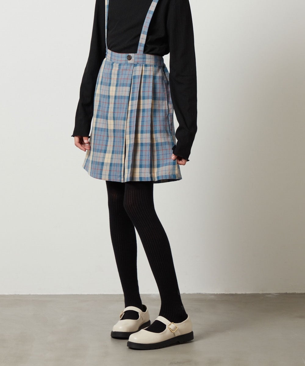 KJLJS36029 a.v.v KIDS(アー・ヴェ・ヴェ) [100-130]サスペンダー付きラップキュロット ベージュ
