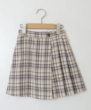 KJLJS36029 a.v.v KIDS(アー・ヴェ・ヴェ) [100-130]サスペンダー付きラップキュロット ベージュ