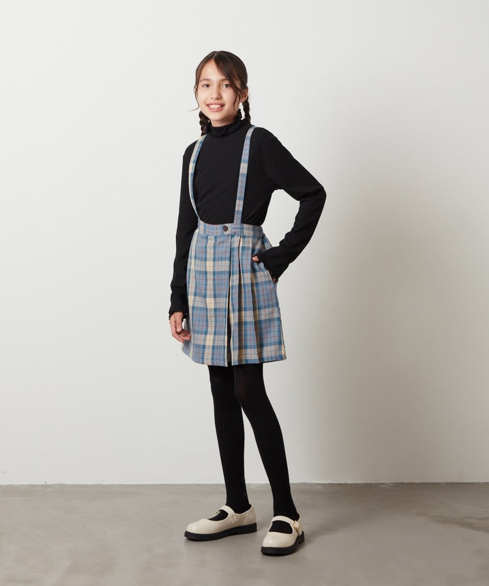 KJLJS36029 a.v.v KIDS(アー・ヴェ・ヴェ) [100-130]サスペンダー付きラップキュロット ベージュ