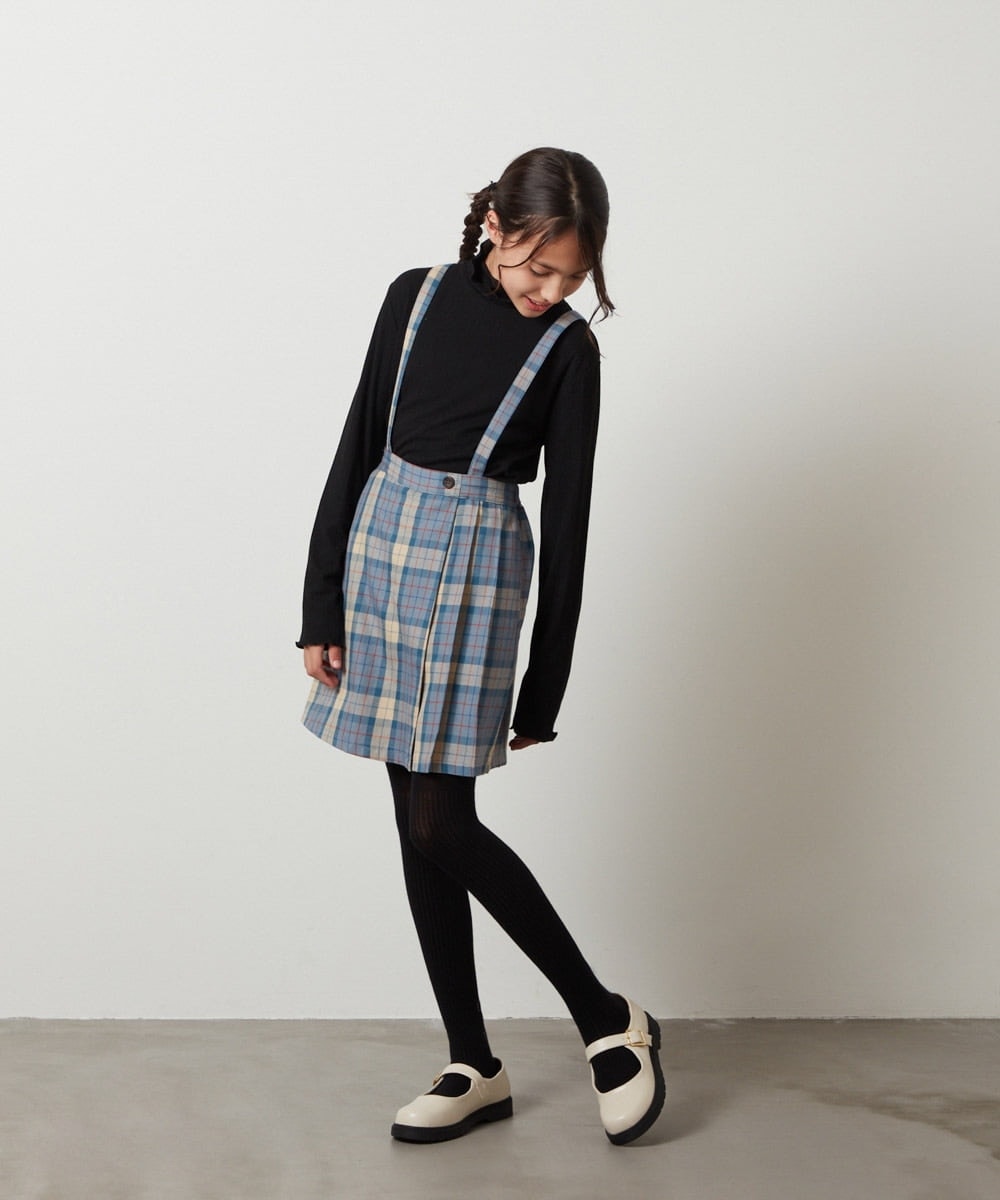 KJLJS36029 a.v.v KIDS(アー・ヴェ・ヴェ) [100-130]サスペンダー付きラップキュロット ベージュ