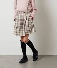 KJLJS36029 a.v.v KIDS(アー・ヴェ・ヴェ) [100-130]サスペンダー付きラップキュロット ベージュ
