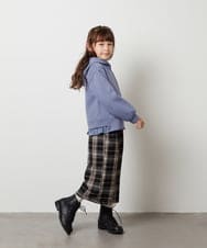 KJLJT32039 a.v.v KIDS(アー・ヴェ・ヴェ) [140-150]サスペンダー付きチェックワイドパンツ ライトグレー