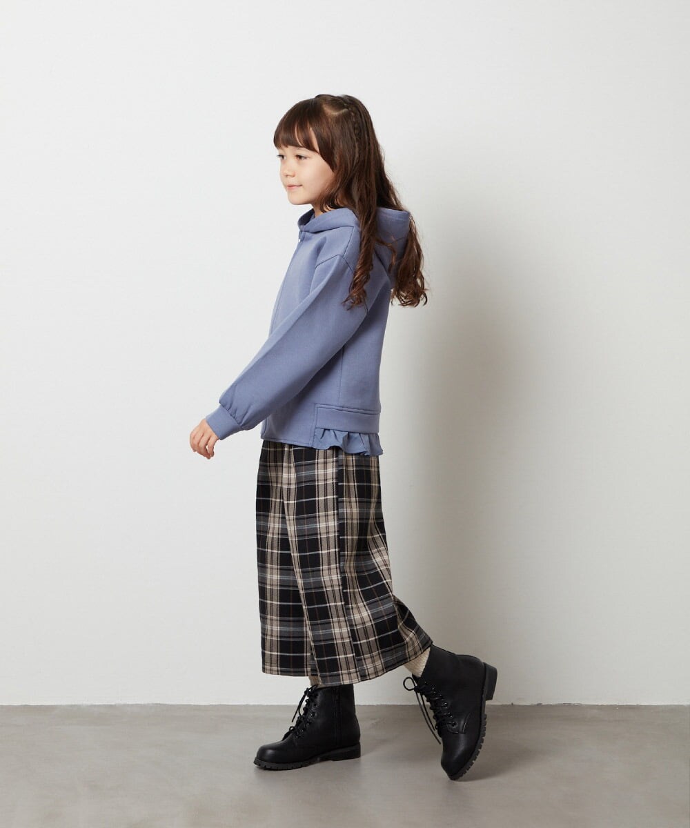 KJLJT32039 a.v.v KIDS(アー・ヴェ・ヴェ) [140-150]サスペンダー付きチェックワイドパンツ ライトグレー