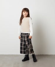 KJLJT32039 a.v.v KIDS(アー・ヴェ・ヴェ) [140-150]サスペンダー付きチェックワイドパンツ ライトグレー