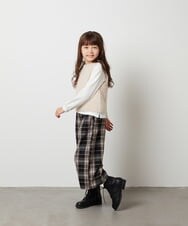 KJLJU32044 a.v.v KIDS(アー・ヴェ・ヴェ) [160]サスペンダー付きチェックワイドパンツ ネイビー