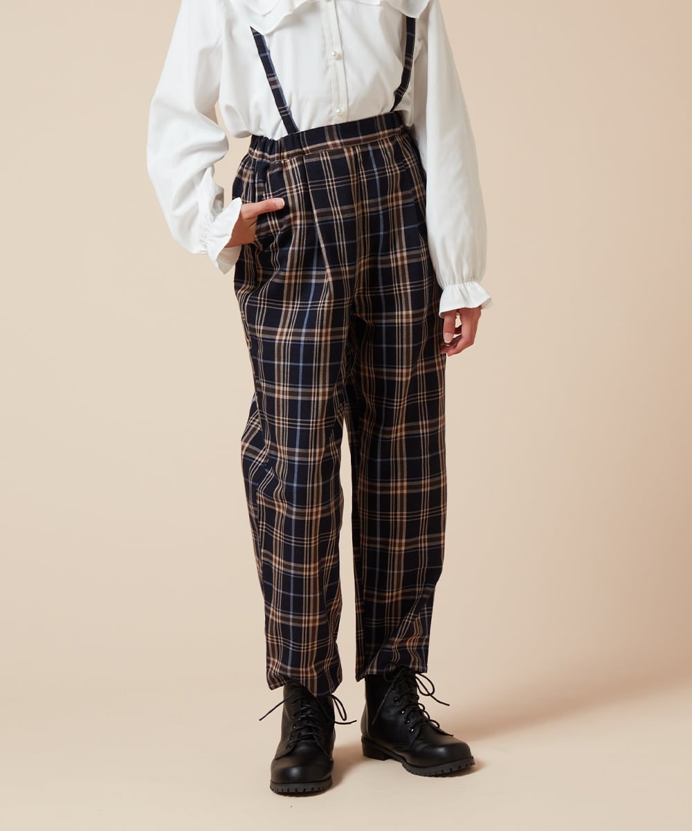 KJLJV33039 a.v.v KIDS(アー・ヴェ・ヴェ) [120-160サスペンダー付きテーパードパンツ ライトブルー