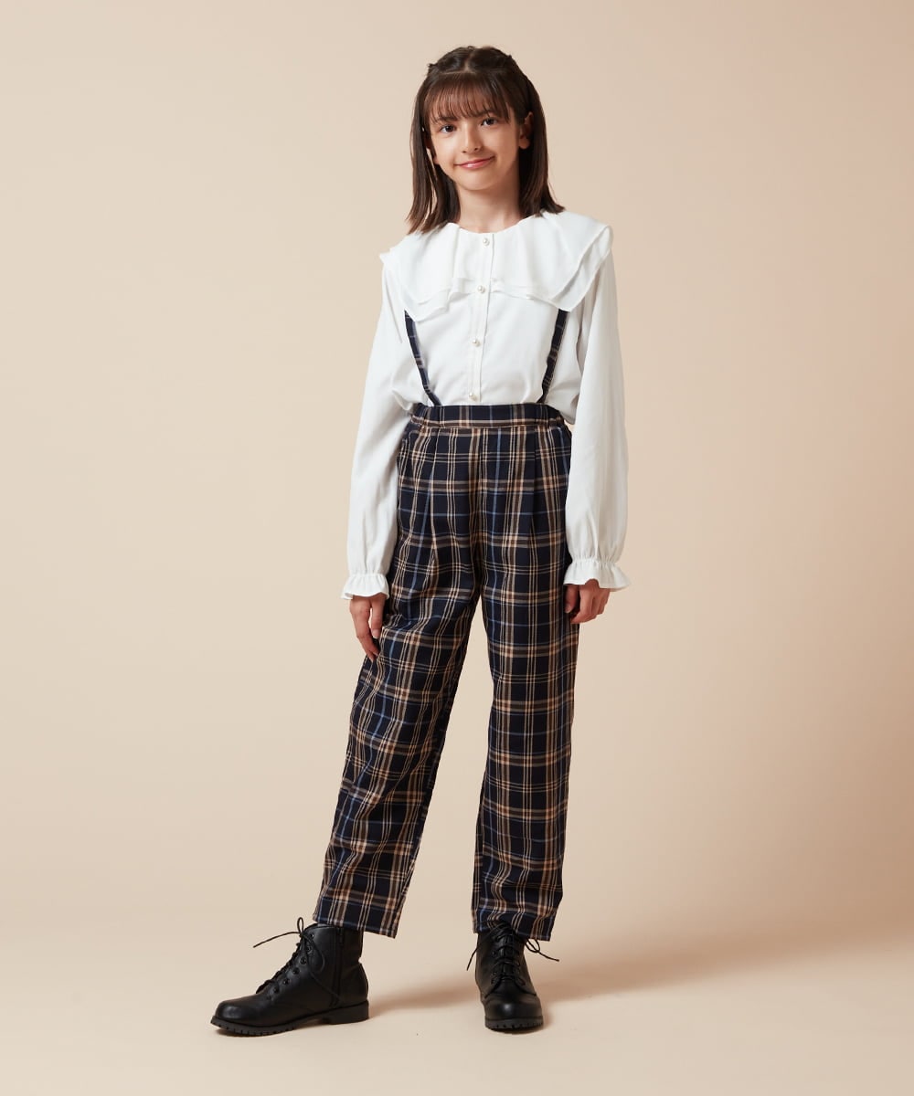 KJLJV33039 a.v.v KIDS(アー・ヴェ・ヴェ) [120-160サスペンダー付きテーパードパンツ ライトブルー