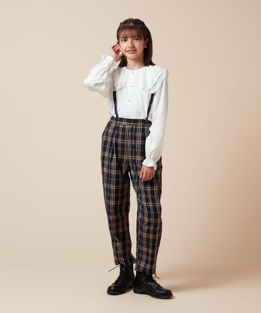 KJLJV33039 a.v.v KIDS(アー・ヴェ・ヴェ) [120-160サスペンダー付きテーパードパンツ ライトブルー