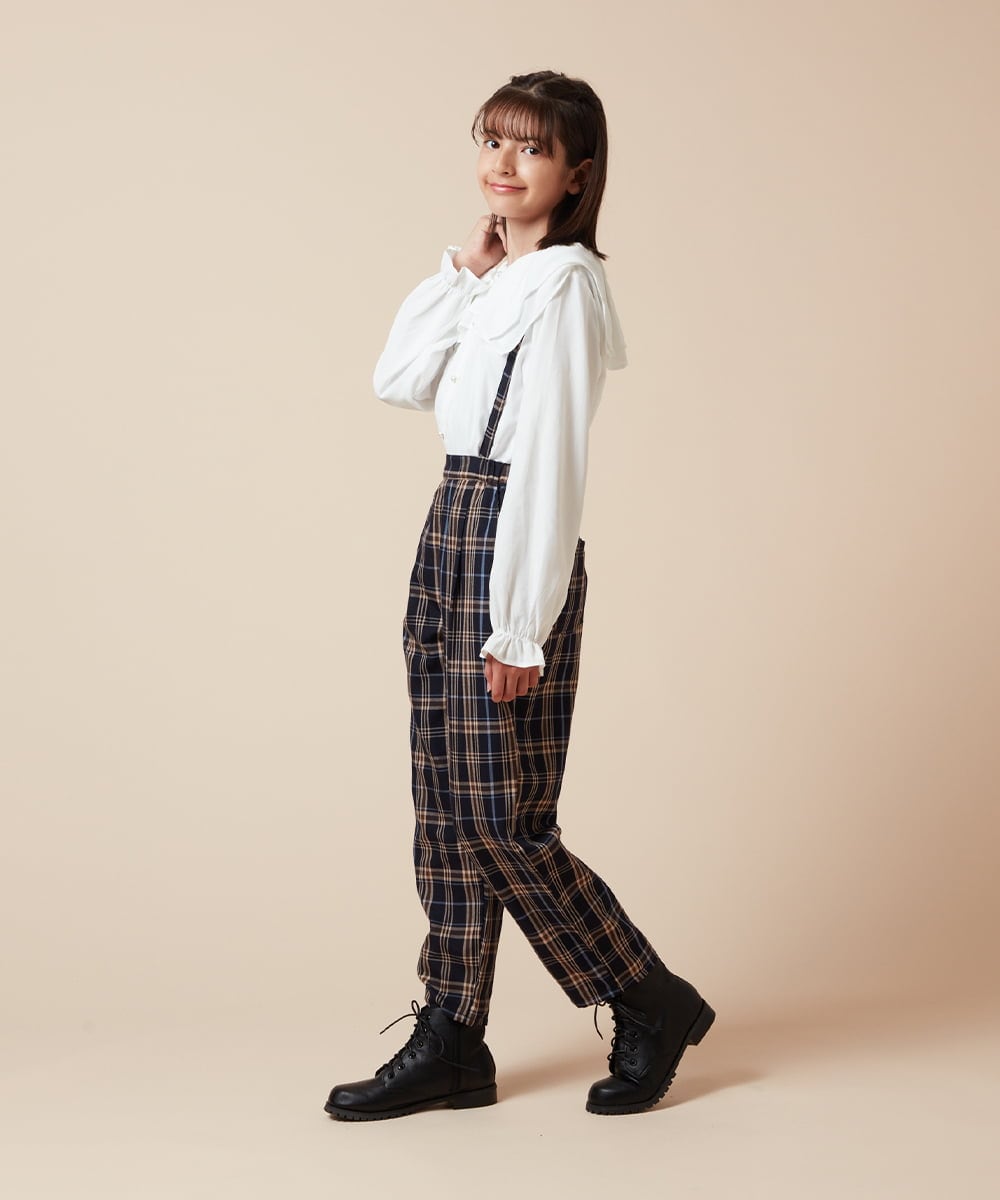 KJLJV33039 a.v.v KIDS(アー・ヴェ・ヴェ) [120-160サスペンダー付きテーパードパンツ ライトブルー