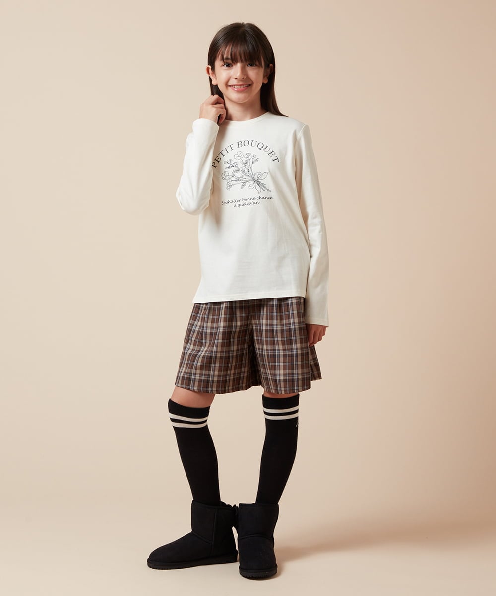 KJLJV36034 a.v.v KIDS(アー・ヴェ・ヴェ) [100-160]オータムチェックタックショートパンツ ベージュ