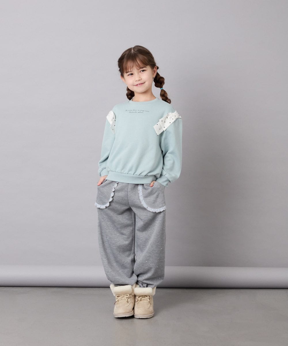 KJLKD11044 a.v.v KIDS(アー・ヴェ・ヴェ) [130-160]【洗える】キラキラスウェットパンツ ライトグレー