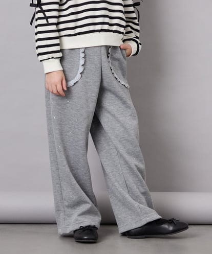 KJLKD11044 a.v.v KIDS [130-160]【洗える】キラキラスウェットパンツ