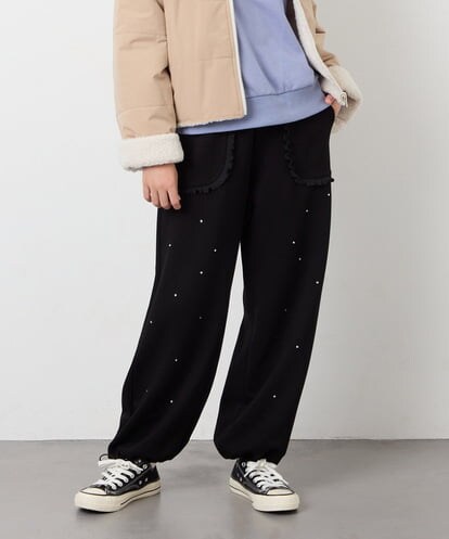 KJLKD11044 a.v.v KIDS [130-160]【洗える】キラキラスウェットパンツ