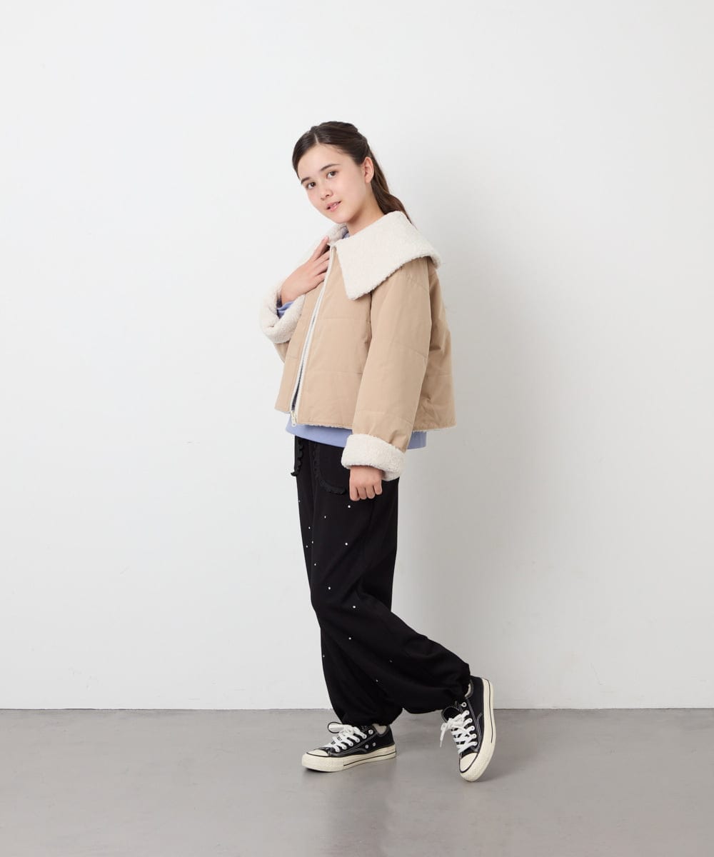 KJLKD11044 a.v.v KIDS(アー・ヴェ・ヴェ) [130-160]【洗える】キラキラスウェットパンツ ブラック