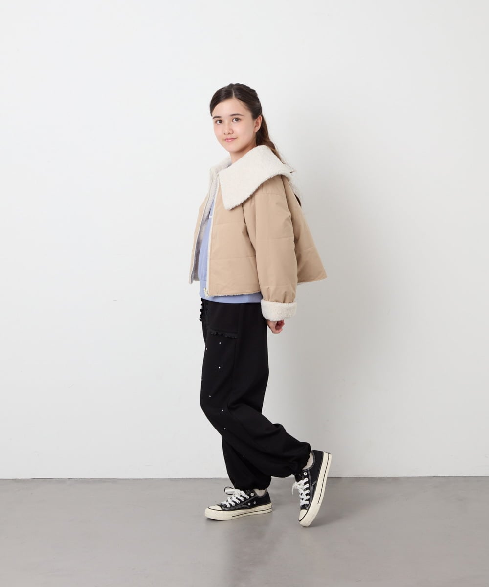 KJLKD11044 a.v.v KIDS(アー・ヴェ・ヴェ) [130-160]【洗える】キラキラスウェットパンツ ブラック