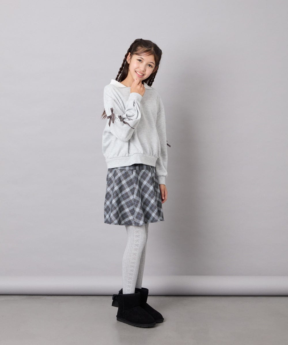 KJLKD12039 a.v.v KIDS(アー・ヴェ・ヴェ) [130-150]【洗える】フレアスカート見えスカパン ブラック