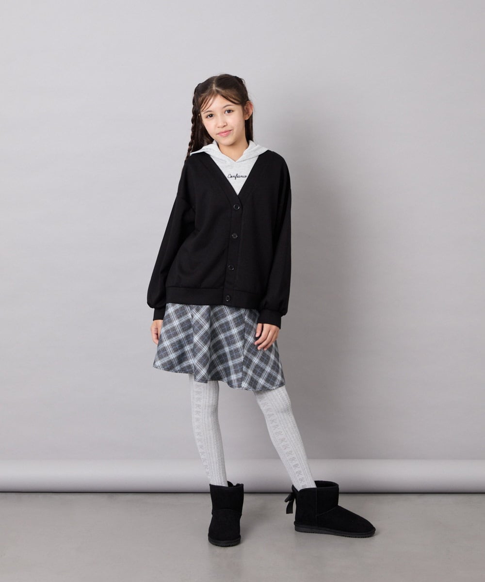 KJLKD12039 a.v.v KIDS(アー・ヴェ・ヴェ) [130-150]【洗える】フレアスカート見えスカパン ブラック