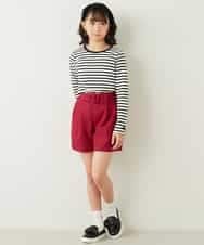 KJLKE01034 a.v.v KIDS(アー・ヴェ・ヴェ) [140-150]くるみバックルデザインキュロット パープル