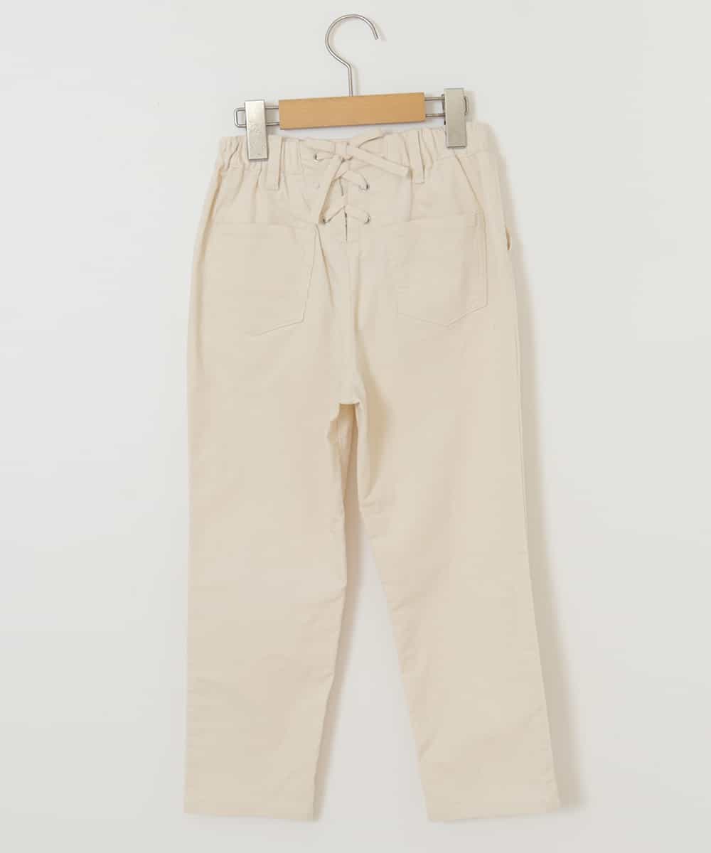 KJLKM40029 a.v.v KIDS(アー・ヴェ・ヴェ) [100-130]バックレースアップストレッチコールテーパードパンツ アイボリー