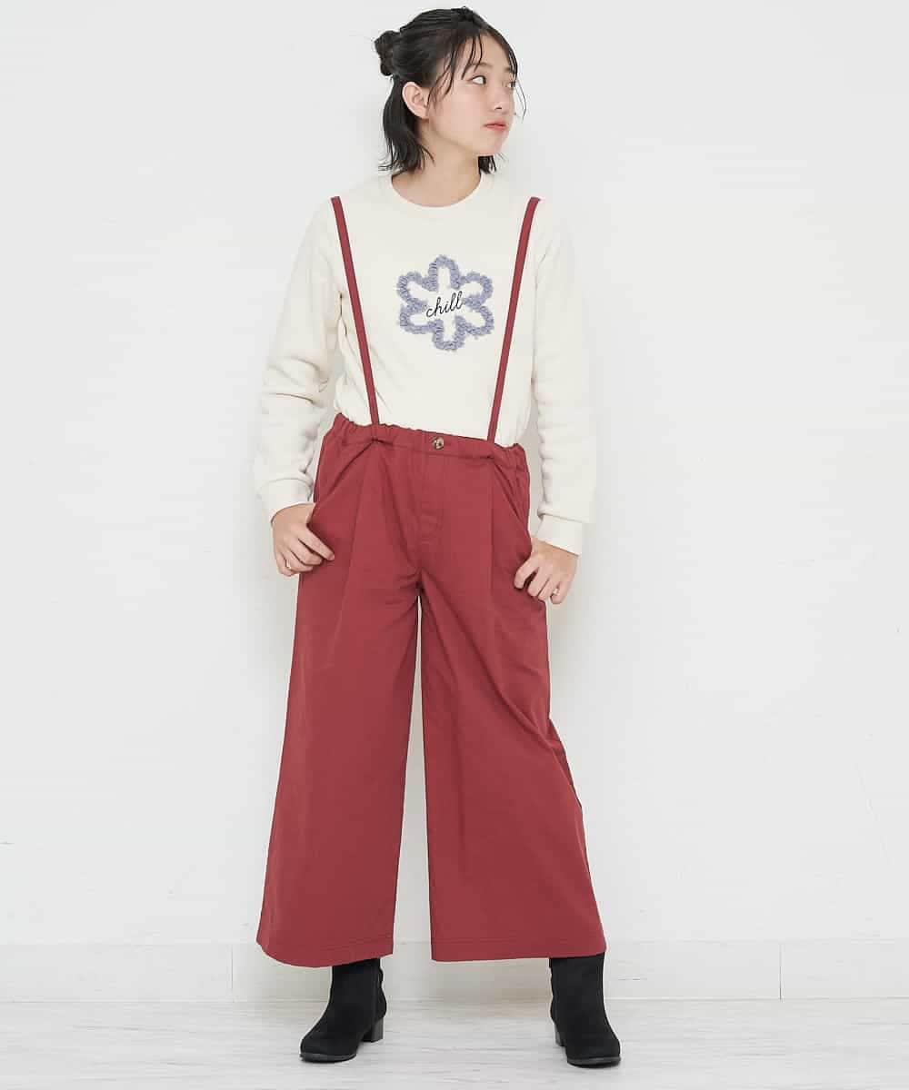 KJLKO41044 a.v.v KIDS(アー・ヴェ・ヴェ) [160]サスペンダー付きバックレースアップパンツ レッド