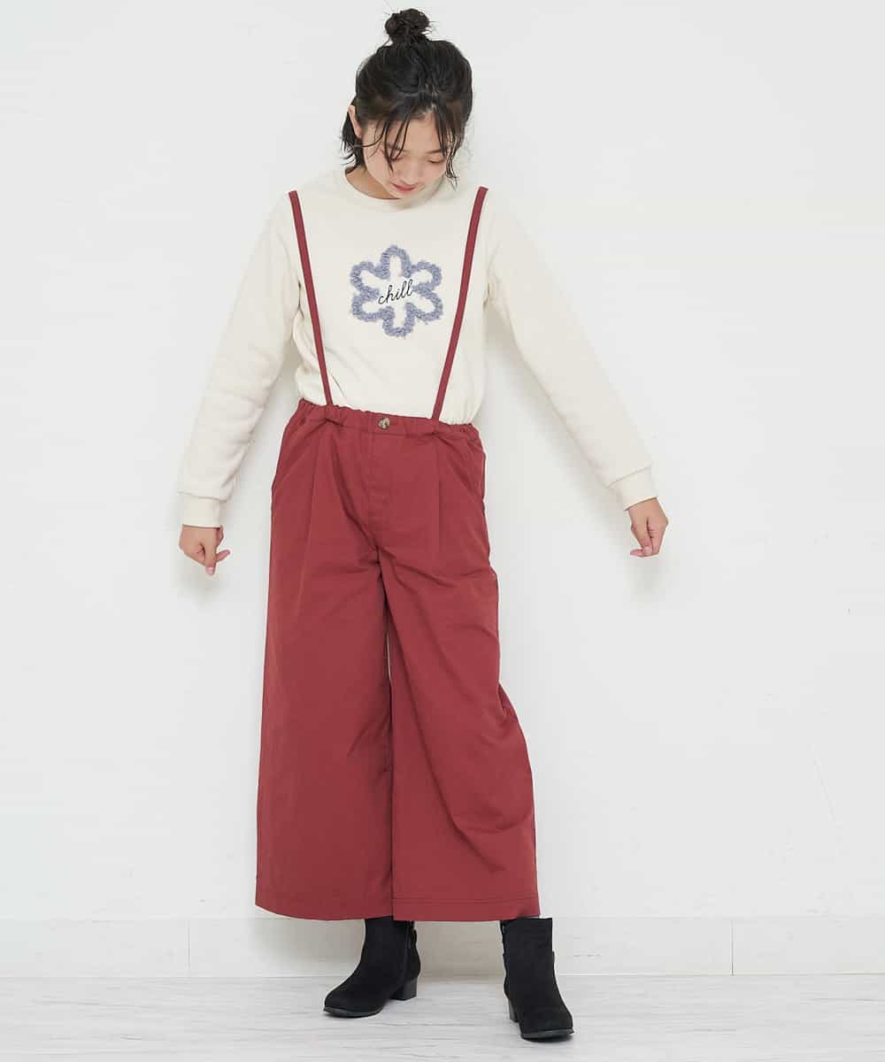 KJLKO41044 a.v.v KIDS(アー・ヴェ・ヴェ) [160]サスペンダー付きバックレースアップパンツ レッド