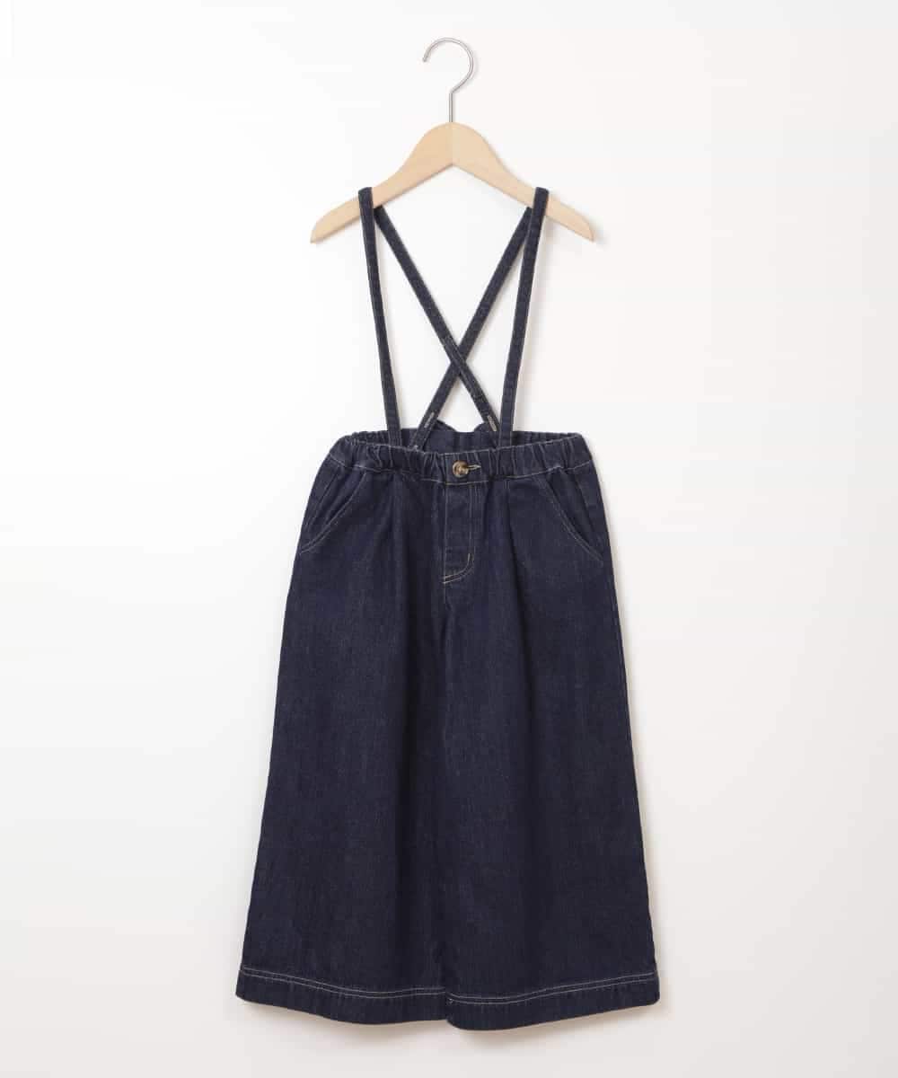 KJLKO41044 a.v.v KIDS(アー・ヴェ・ヴェ) [160]サスペンダー付きバックレースアップパンツ デニム