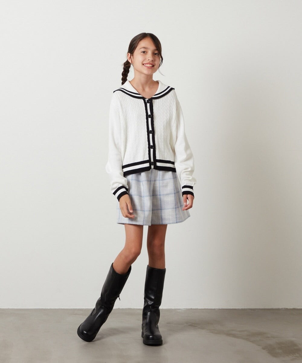 KJLKT44034 a.v.v KIDS(アー・ヴェ・ヴェ) [140-150]シャギーチェックショートパンツ ライトブルー