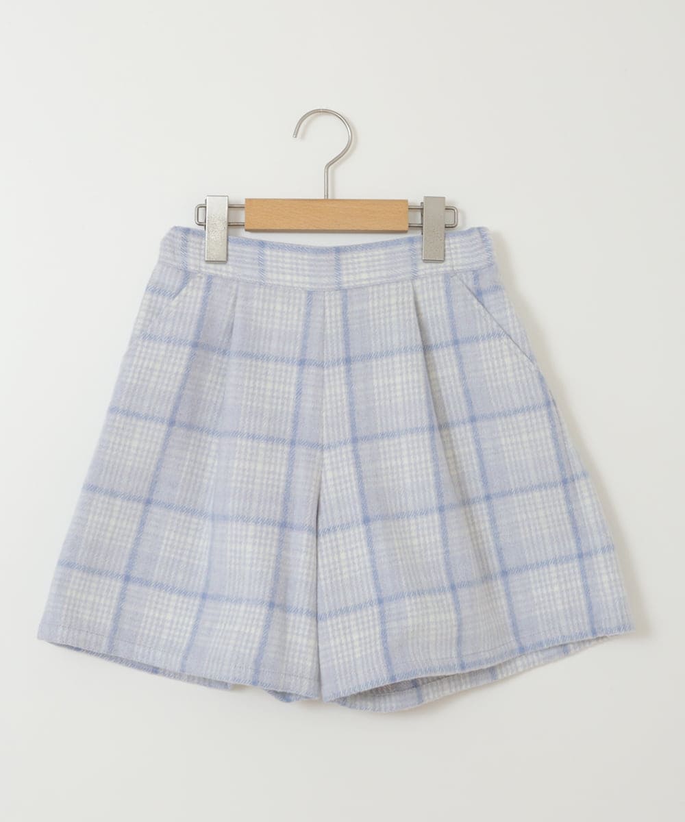 KJLKT44034 a.v.v KIDS(アー・ヴェ・ヴェ) [140-150]シャギーチェックショートパンツ ライトブルー