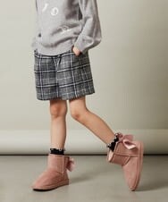 KJLKT44034 a.v.v KIDS(アー・ヴェ・ヴェ) [140-150]シャギーチェックショートパンツ ライトブルー