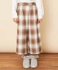 KJLLJ26034 a.v.v KIDS(アー・ヴェ・ヴェ) [100-130]サスペンダー付きチェックワイドパンツ[WEB限定サイズ] ネイビー