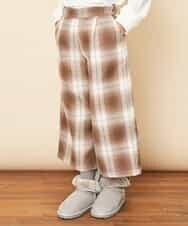 KJLLJ26034 a.v.v KIDS(アー・ヴェ・ヴェ) [100-130]サスペンダー付きチェックワイドパンツ[WEB限定サイズ] ベージュ