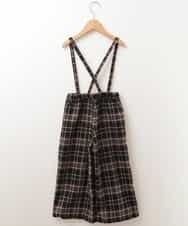 KJLLJ26034 a.v.v KIDS(アー・ヴェ・ヴェ) [100-130]サスペンダー付きチェックワイドパンツ[WEB限定サイズ] ネイビー