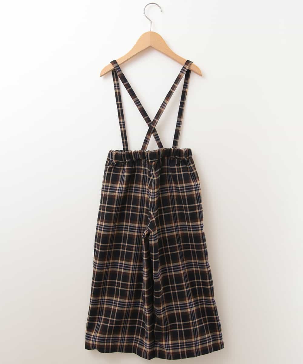 KJLLJ26034 a.v.v KIDS(アー・ヴェ・ヴェ) [100-130]サスペンダー付きチェックワイドパンツ[WEB限定サイズ] ネイビー